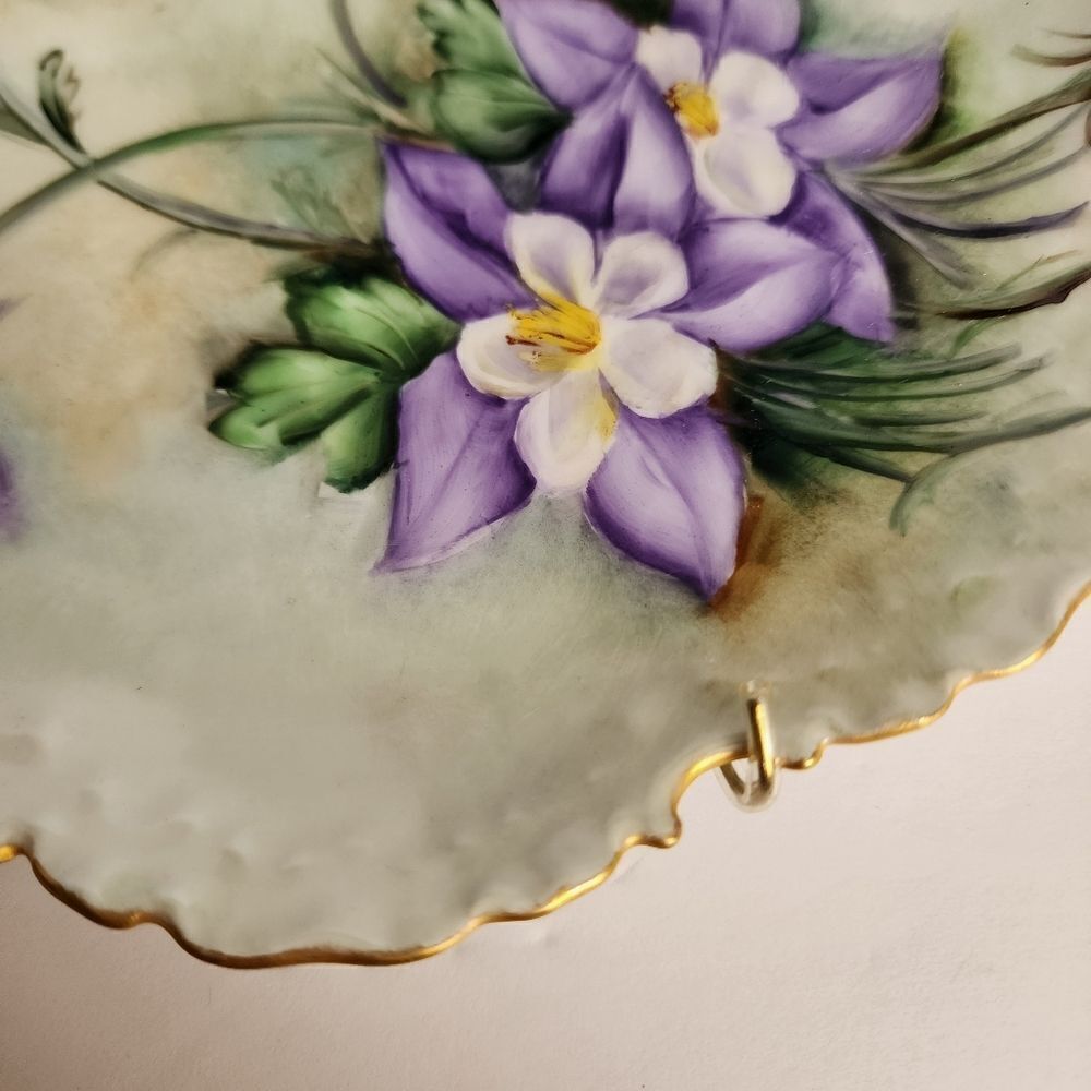 Vintage Bavarian Handpainted Porcelain Floral Decorative Plate 8" - Picture 2 of 5